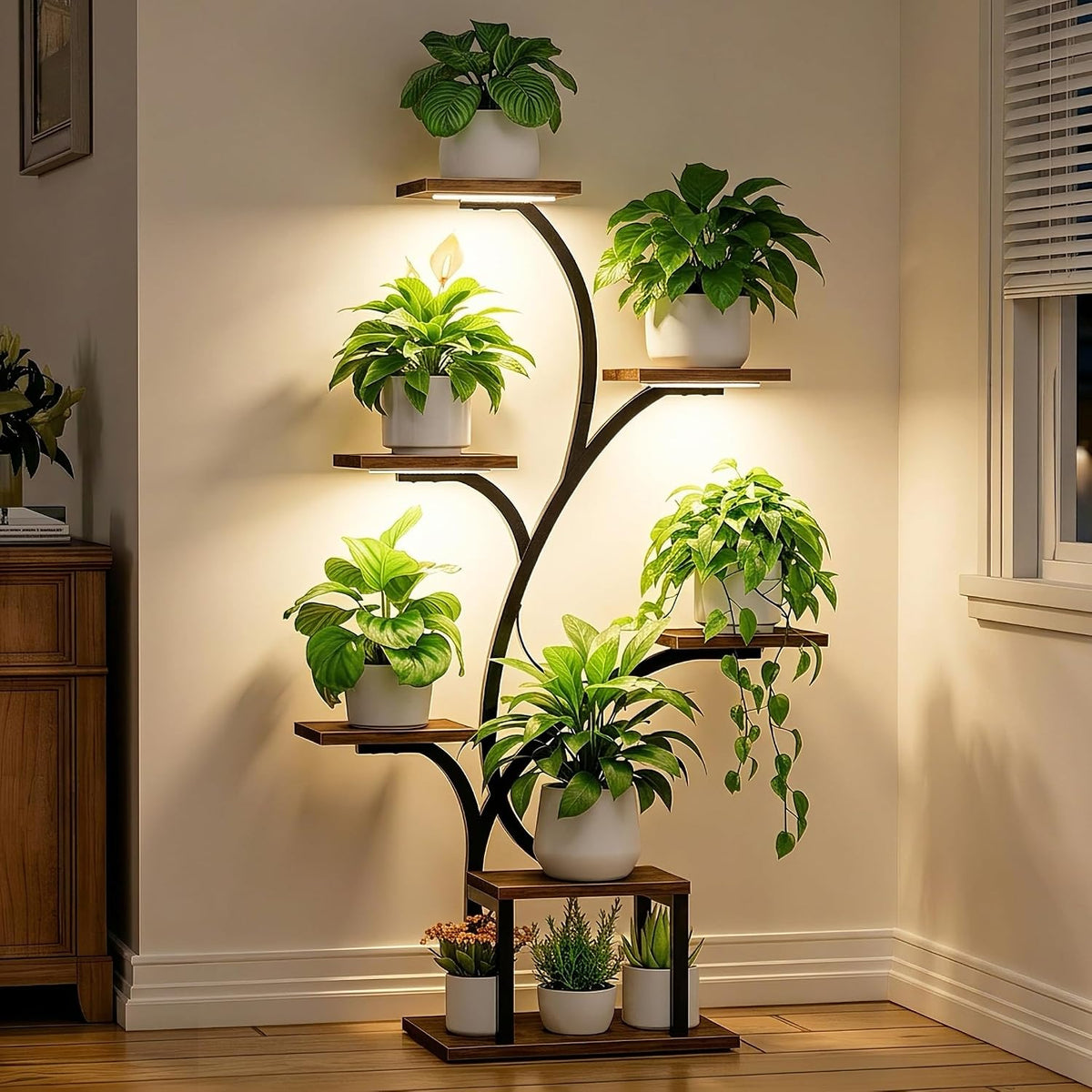 Plant Stand Indoor with Grow Light, 7 Tier 49" Lighted Plant Shelf