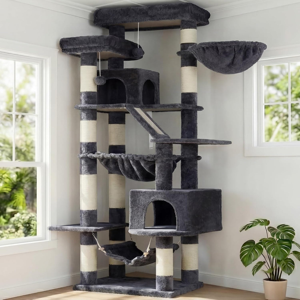 Cat Tree, 71-Inch-Tall Tower for Indoor Cats with 2 Perches HCT034G