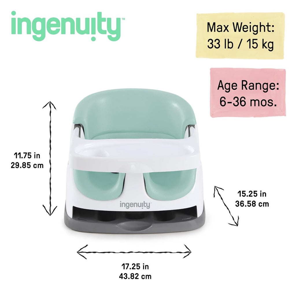 Baby Base 2-In-1 Booster Feeding & Floor Seat, Self-Storing Tray