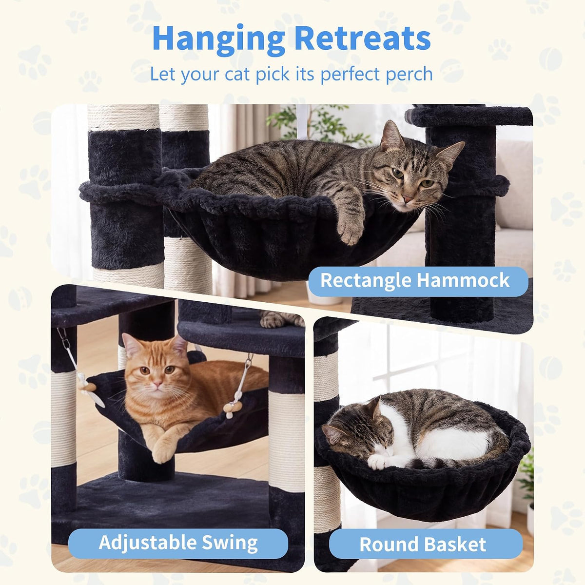 Cat Tree, 71-Inch-Tall Tower for Indoor Cats with 2 Perches HCT034G