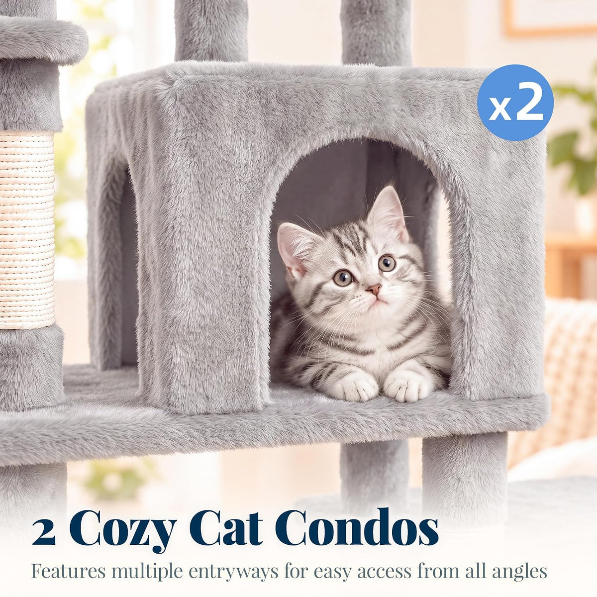 Cat Tree Tower with Stable Extended Base, 3 Platforms, MPJ038W