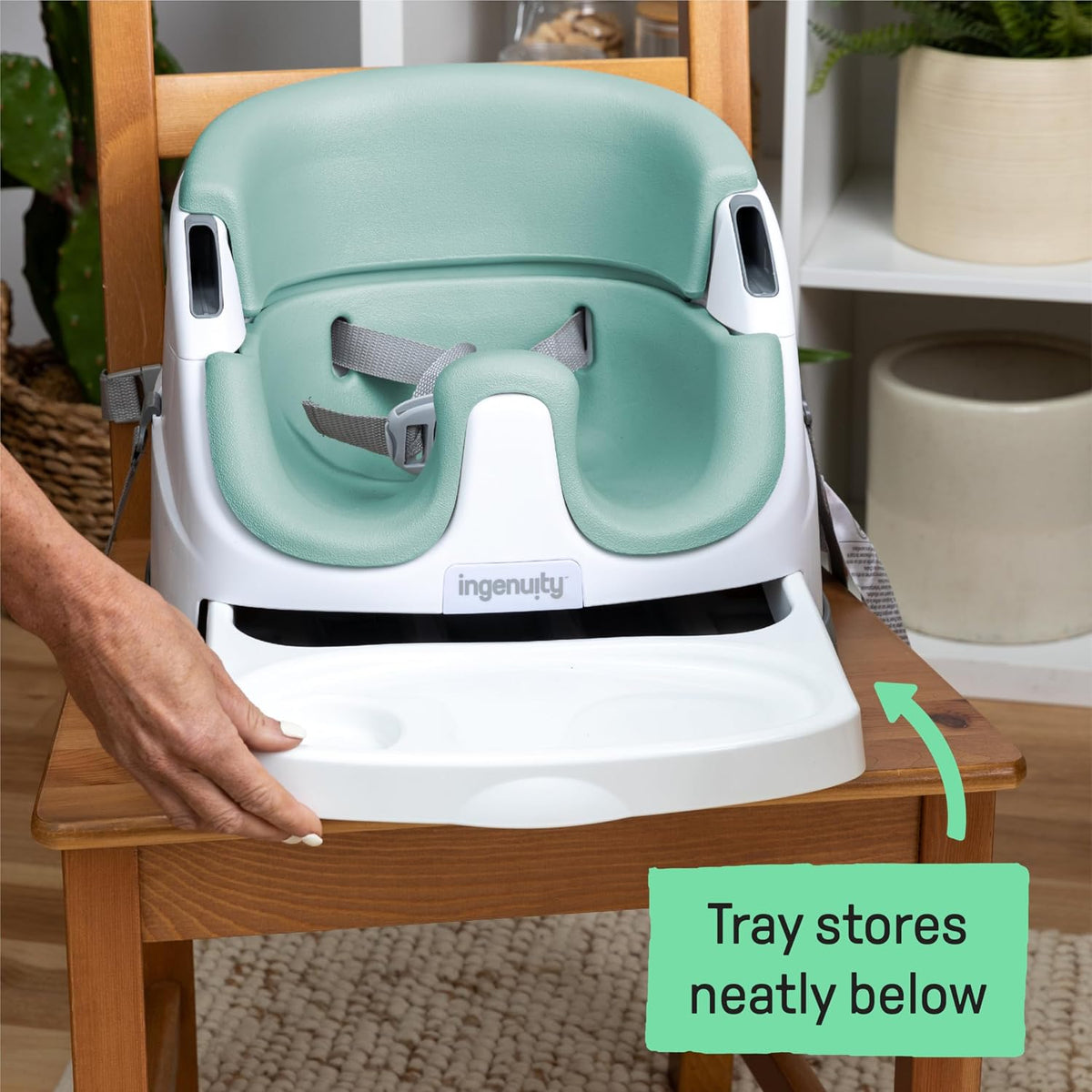 Baby Base 2-In-1 Booster Feeding & Floor Seat, Self-Storing Tray