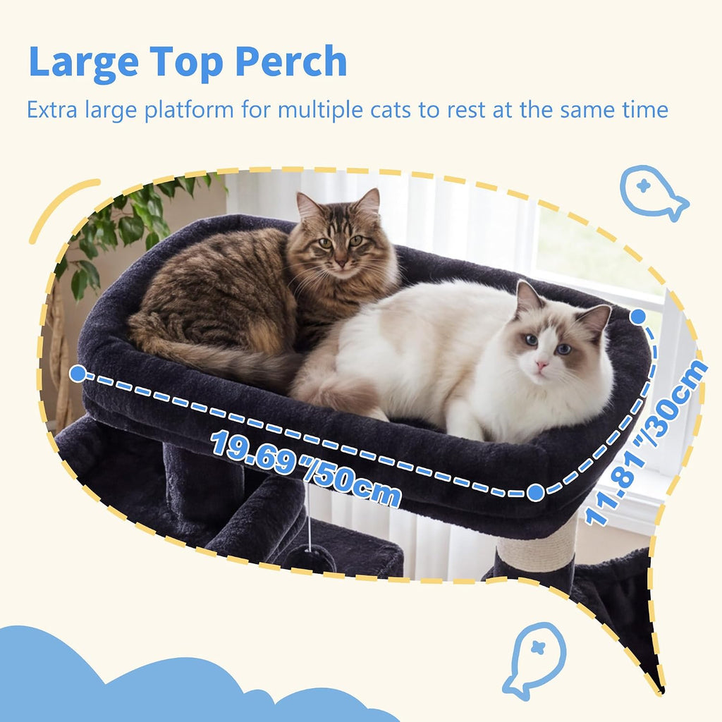 Cat Tree, 71-Inch-Tall Tower for Indoor Cats with 2 Perches HCT034G