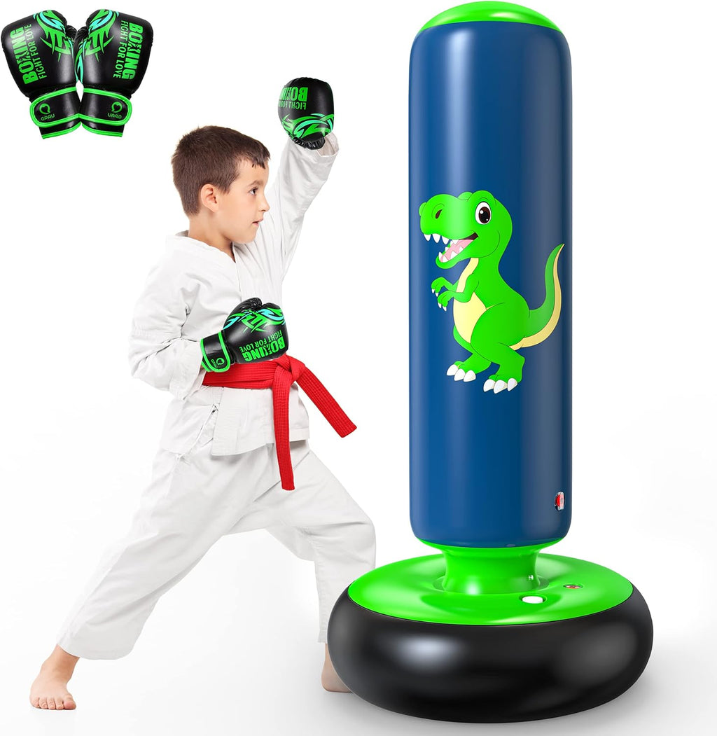 Inflatable Punching Bag, 48 Inch Stable Inflatable Boxing Bag for 3-6 Kids,Dinosaur Toy & Gifts for Boys and Girls, Kids Boxing Set for Practicing Karate, Taekwondo