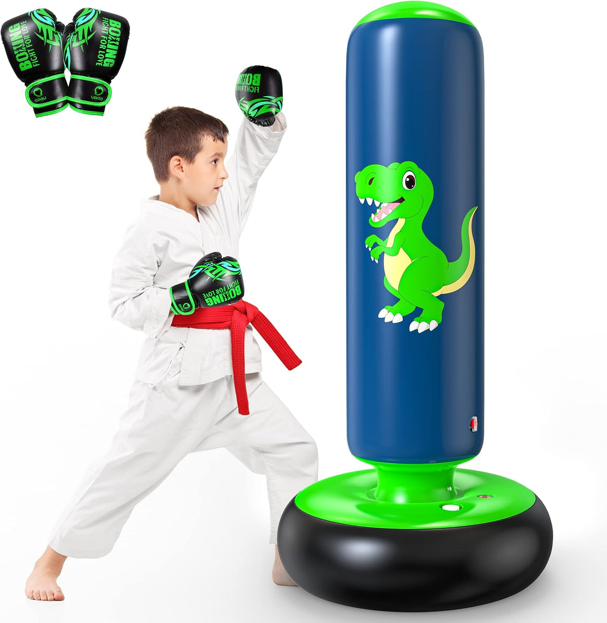Inflatable Punching Bag, 48 Inch Stable Inflatable Boxing Bag for 3-6 Kids,Dinosaur Toy & Gifts for Boys and Girls, Kids Boxing Set for Practicing Karate, Taekwondo