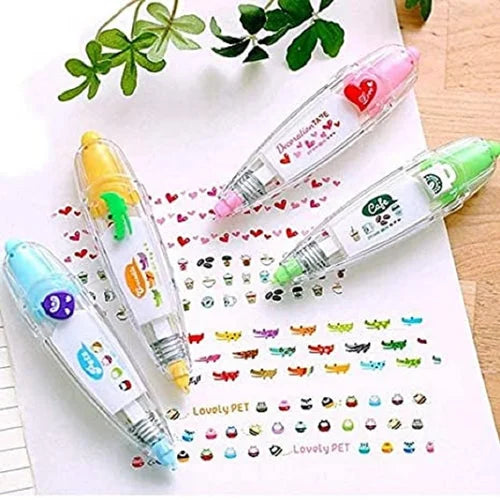 12 Pcs Pen Ribbon Decoration, Pen Decorative Printing Type Cute Animals DIY Creative Cartoon Correction Tape for Boy Girl Gift Classy Awards (12 Themes)