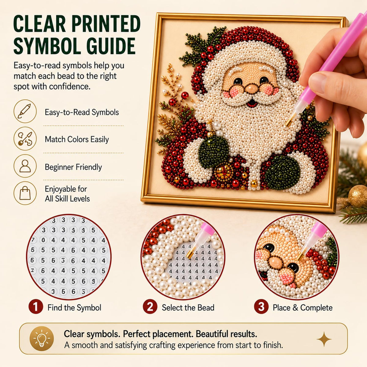 Christmas Diamond Painting Kit, DIY Santa Pearl Art for Adults (Santa)