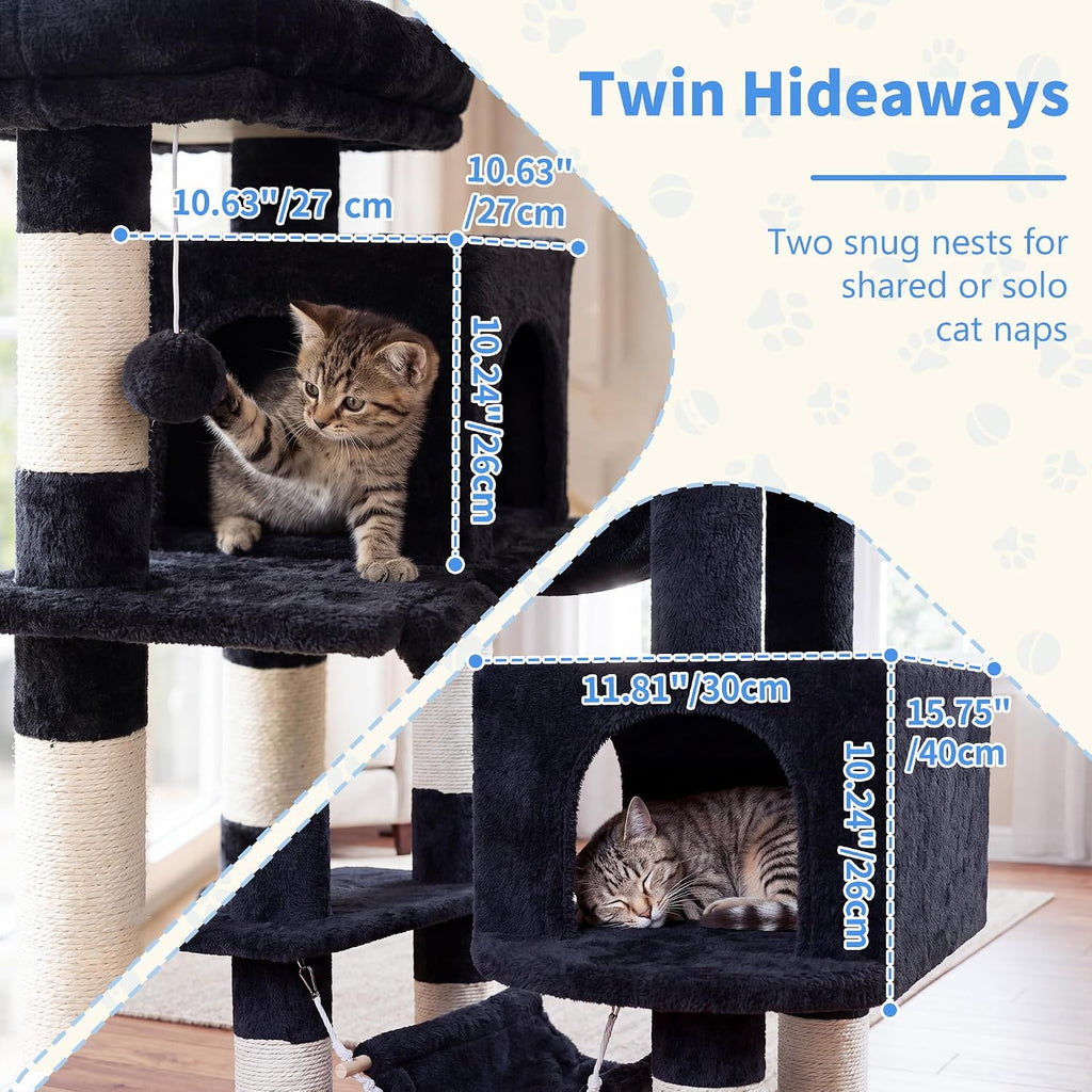 Cat Tree, 71-Inch-Tall Tower for Indoor Cats with 2 Perches HCT034G