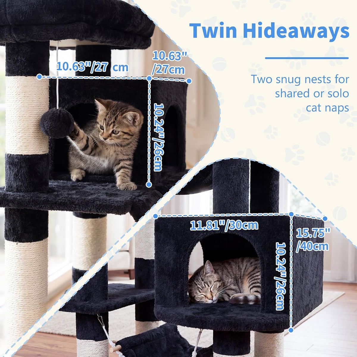 Cat Tree, 71-Inch-Tall Tower for Indoor Cats with 2 Perches HCT034G