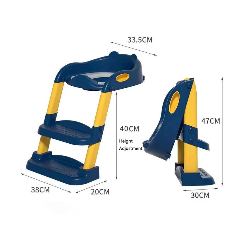Toilet Folding Ladder Children'S Potty Training Toilet Baby Seat Urinal Chair with Adjustable Step Stool Ladder Comfortable Safe