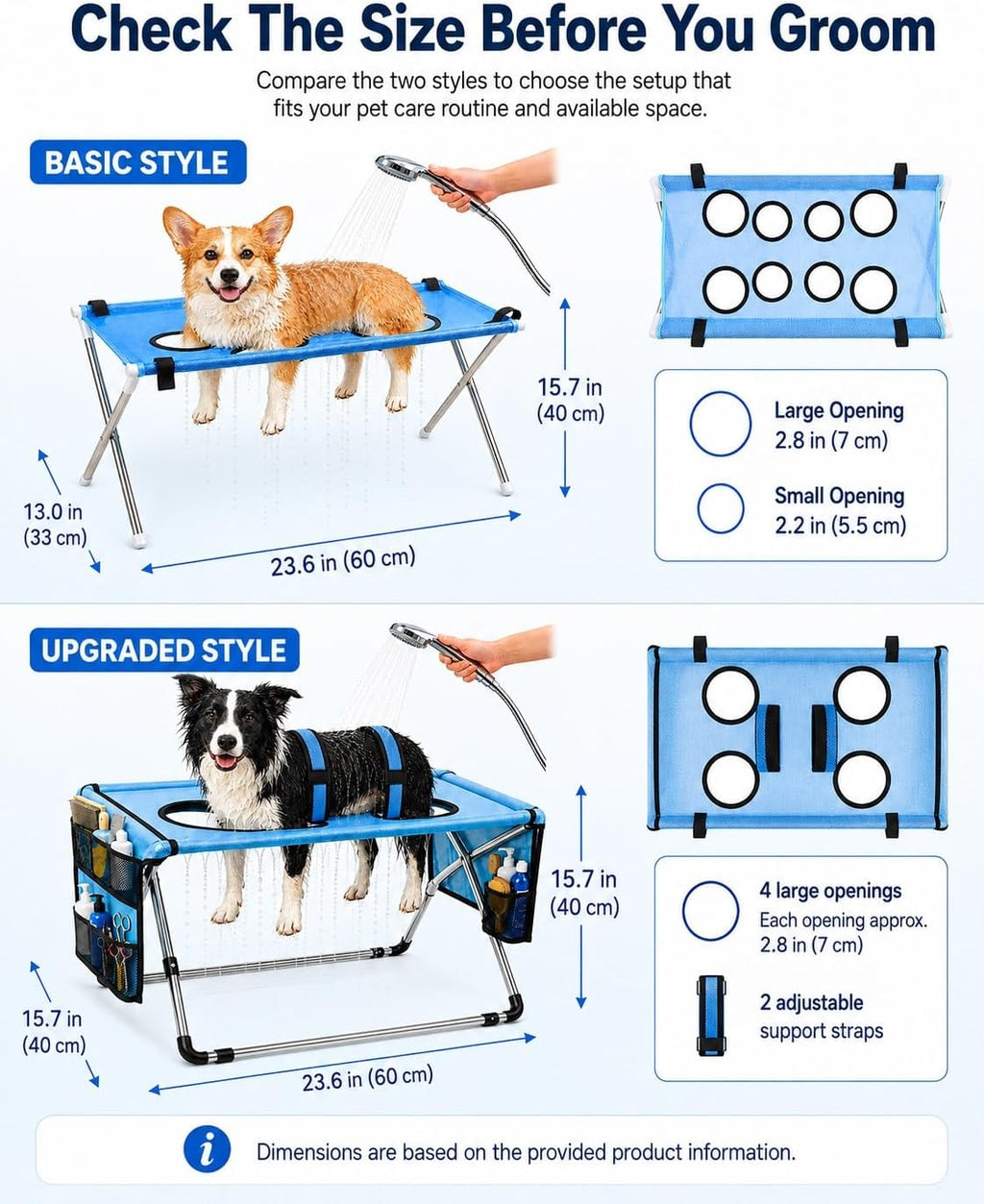 Dog Grooming Hammock Stand, Foldable Dog Bath Holder Sling Shower Chair