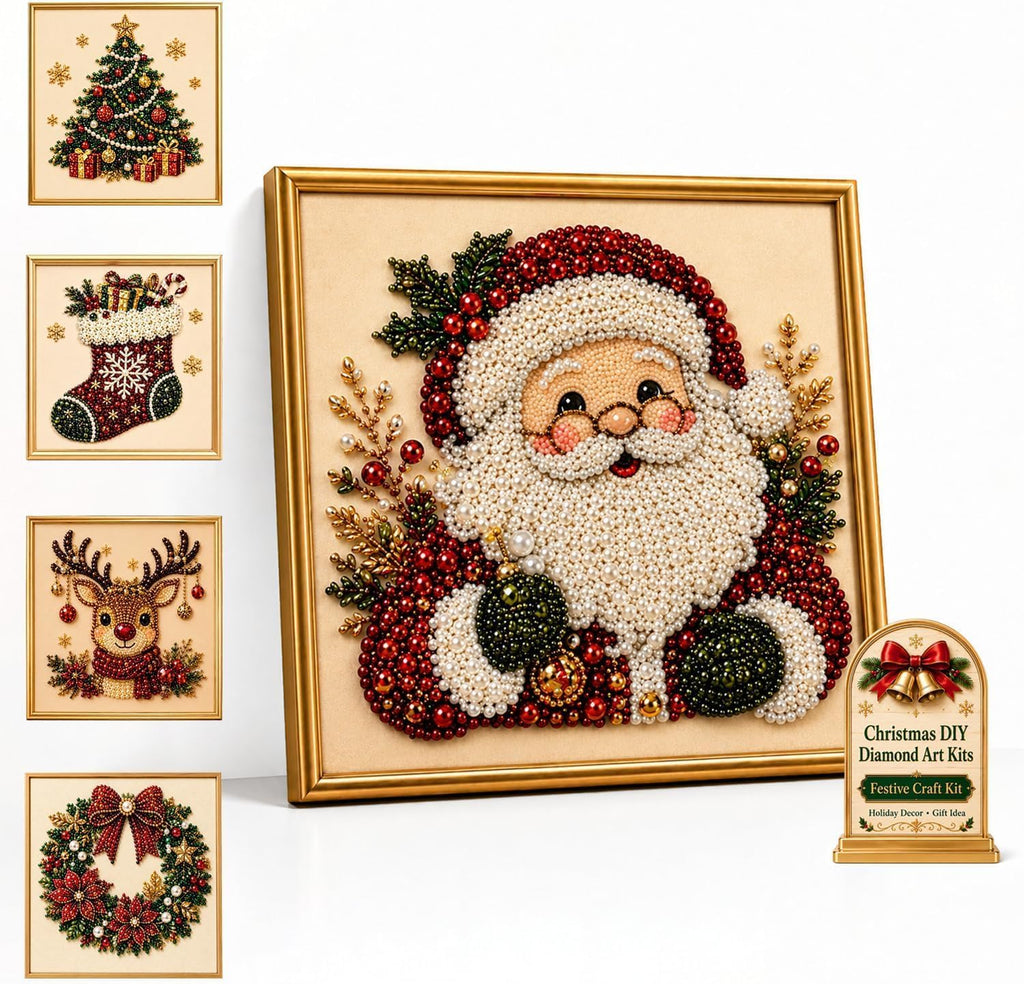 Christmas Diamond Painting Kit, DIY Santa Pearl Art for Adults (Santa)