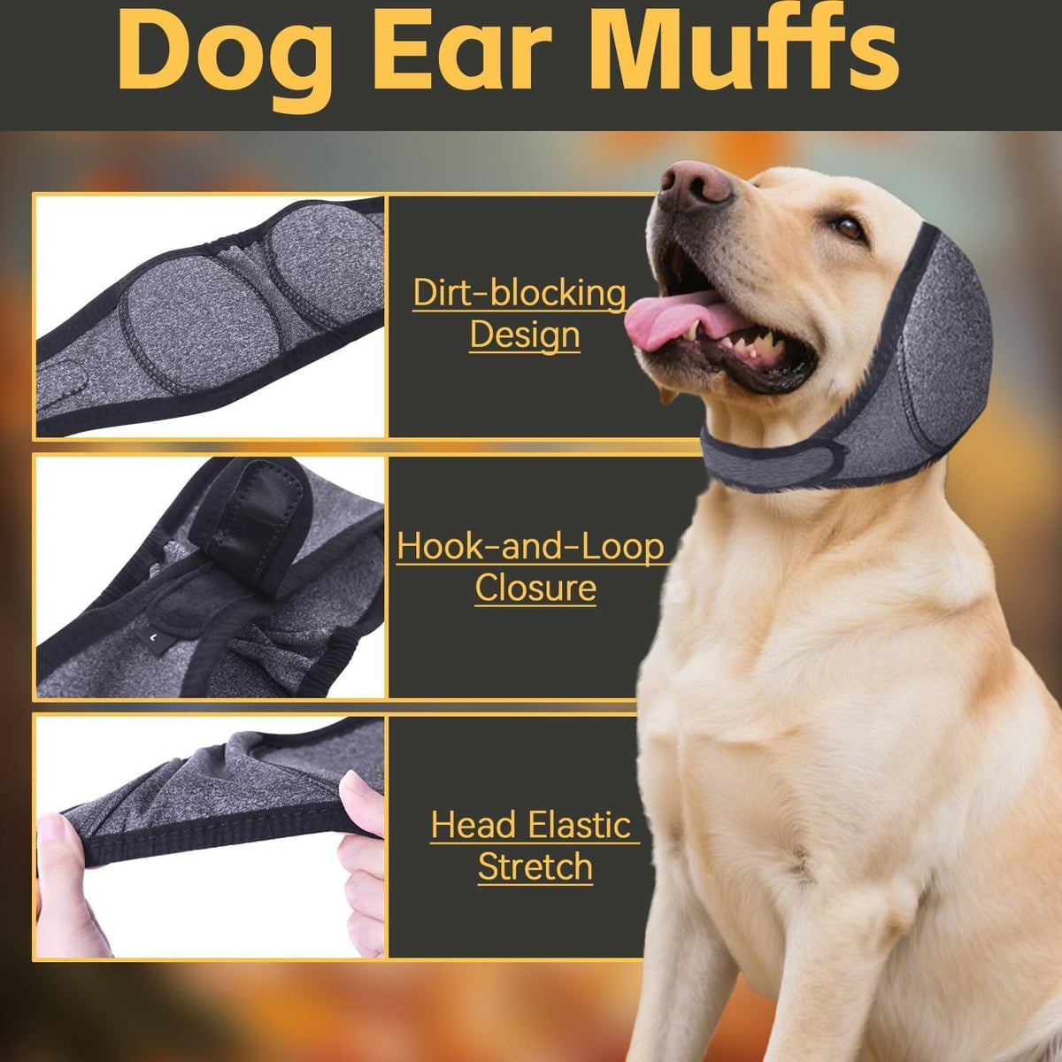 Dog Ear Cover, Dog Ear Muffs Noise Protection, Adjustable No Shake Ear Wrap Comfortable Quiet Dogs Calming Hood Blow Drying Headband Wraps (Grey, Small(Head Circle:10"-15"))