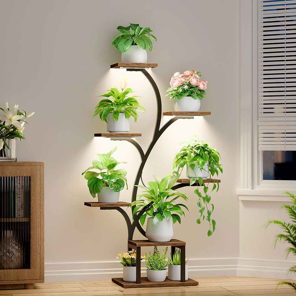 Plant Stand Indoor with Grow Light, 7 Tier 49" Lighted Plant Shelf