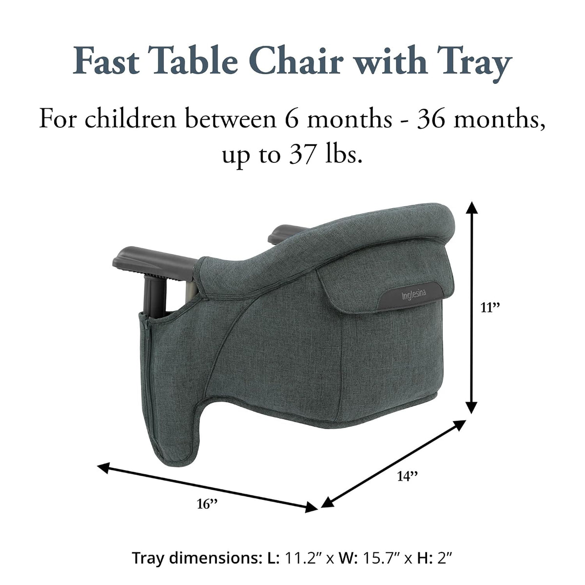 Inglesina Fast Table Chair (Charcoal Gray Melange) + Fast Dining Tray