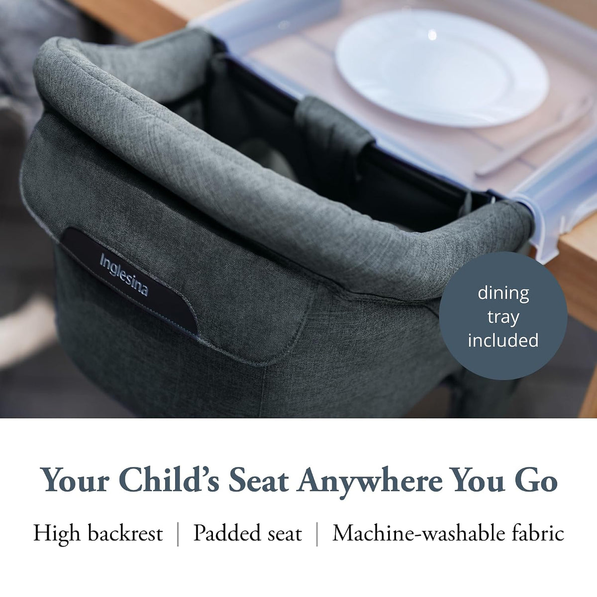 Inglesina Fast Table Chair (Charcoal Gray Melange) + Fast Dining Tray
