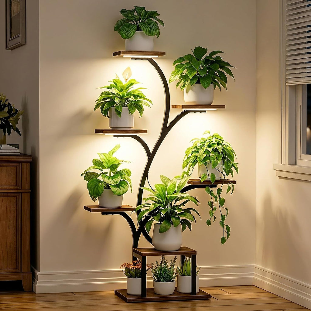 Plant Stand Indoor with Grow Light, 7 Tier 49" Lighted Plant Shelf