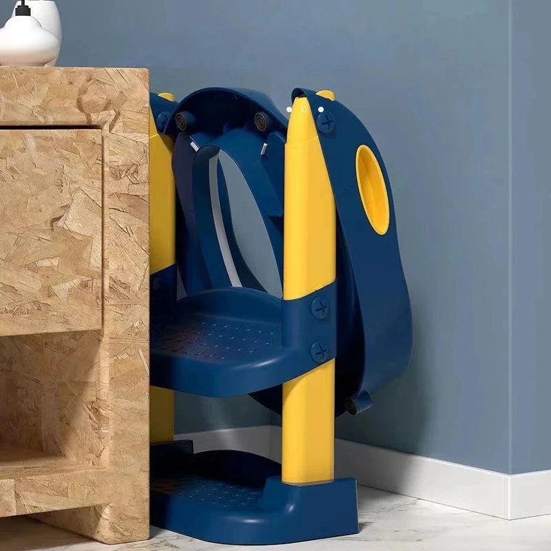 Toilet Folding Ladder Children'S Potty Training Toilet Baby Seat Urinal Chair with Adjustable Step Stool Ladder Comfortable Safe