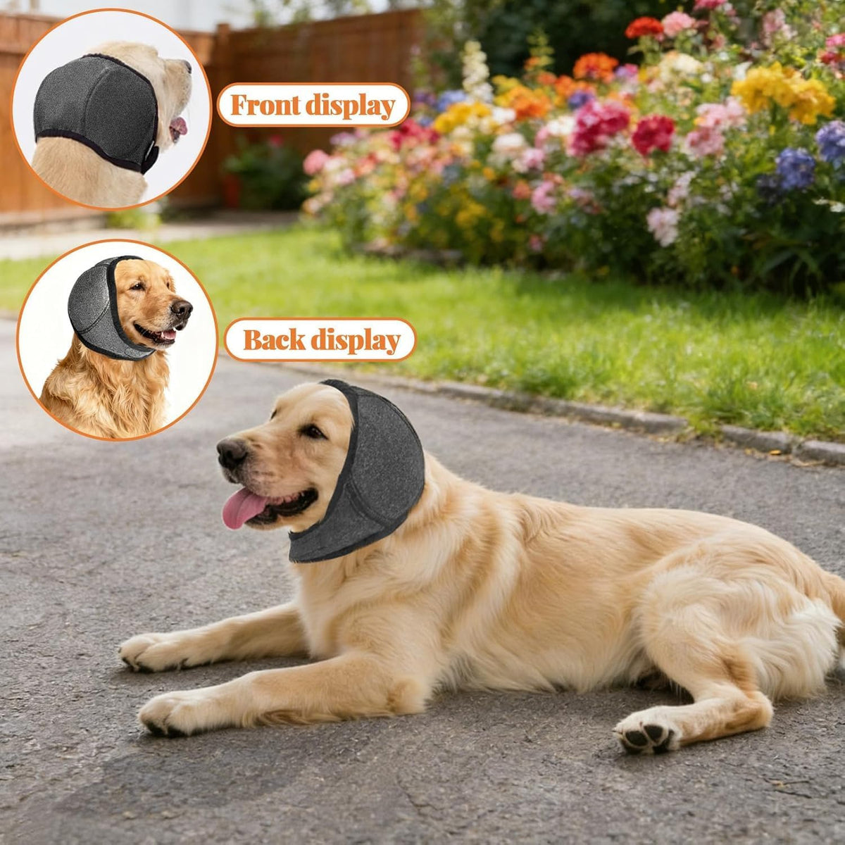Dog Ear Cover, Dog Ear Muffs Noise Protection, Adjustable No Shake Ear Wrap Comfortable Quiet Dogs Calming Hood Blow Drying Headband Wraps (Grey, Small(Head Circle:10"-15"))