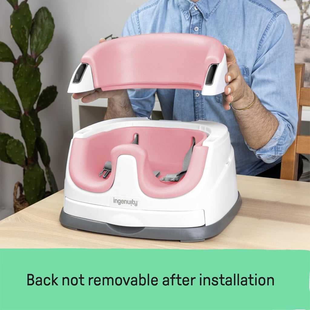 Baby Base 2-In-1 Booster Feeding and Floor Seat with Self-Storing Tray - Peony