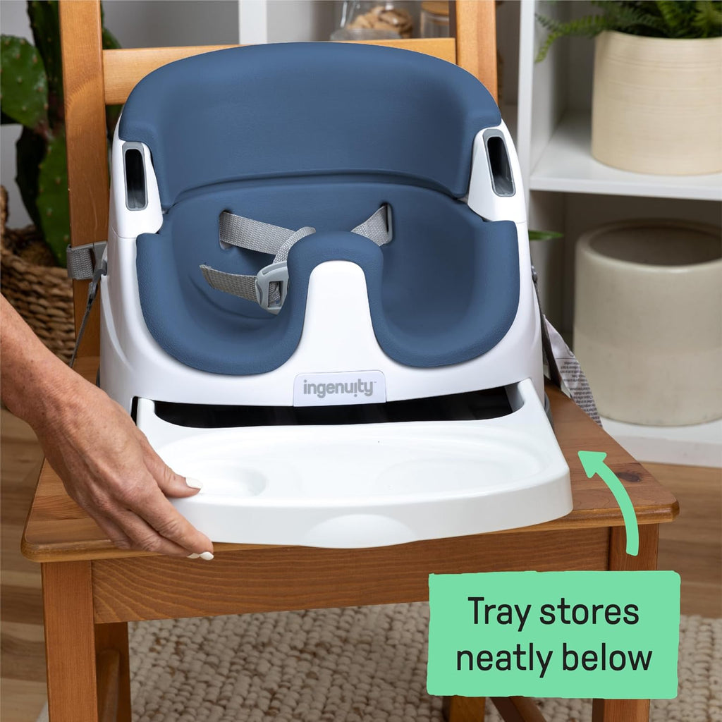Baby Base 2-In-1 Booster Feeding and Floor Seat with Self-Storing Tray - Night Sky
