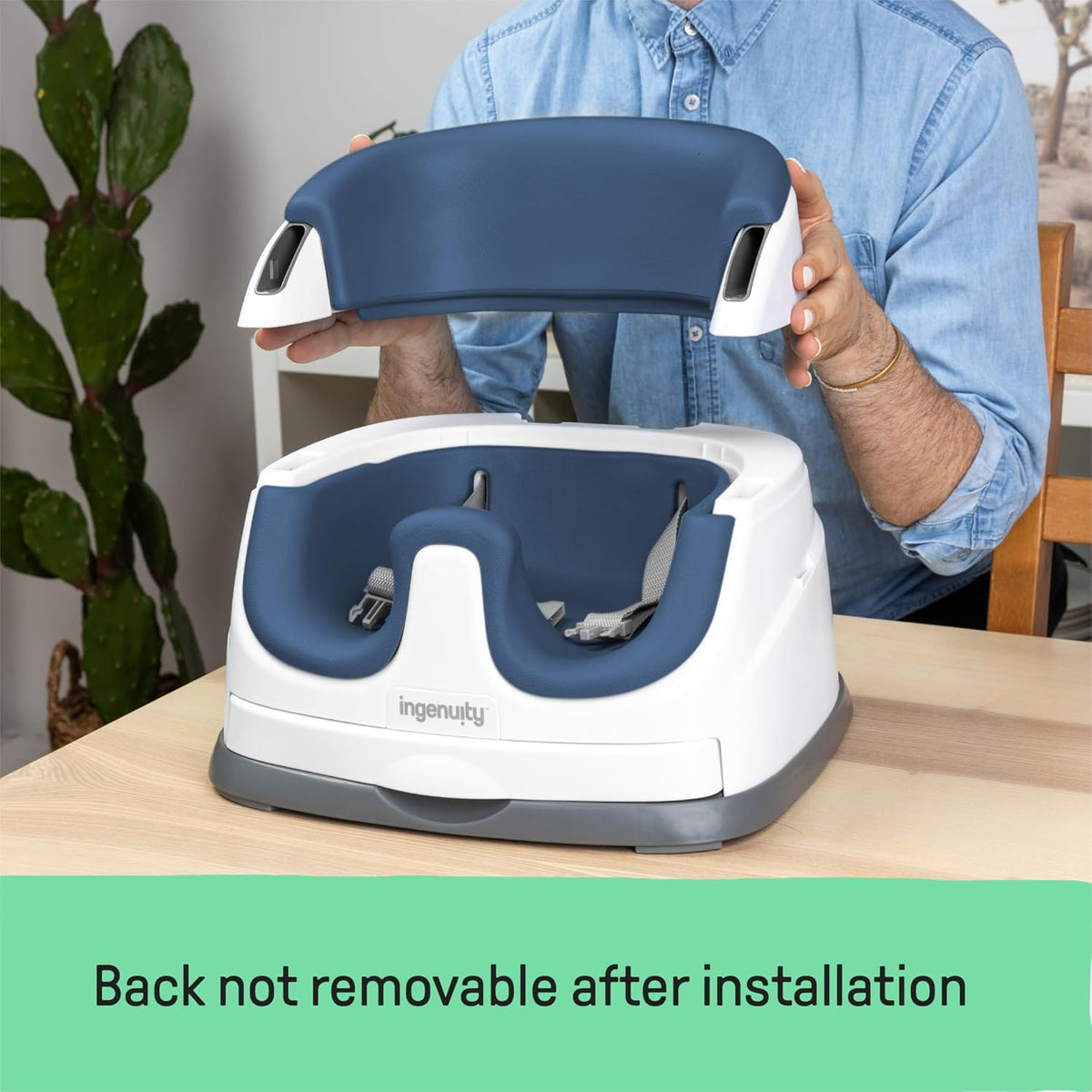 Baby Base 2-In-1 Booster Feeding and Floor Seat with Self-Storing Tray - Night Sky