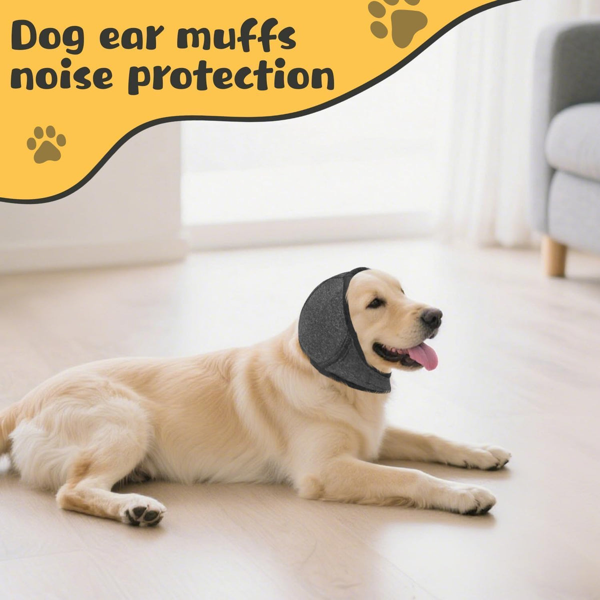 Dog Ear Cover, Dog Ear Muffs Noise Protection, Adjustable No Shake Ear Wrap Comfortable Quiet Dogs Calming Hood Blow Drying Headband Wraps (Grey, Small(Head Circle:10"-15"))
