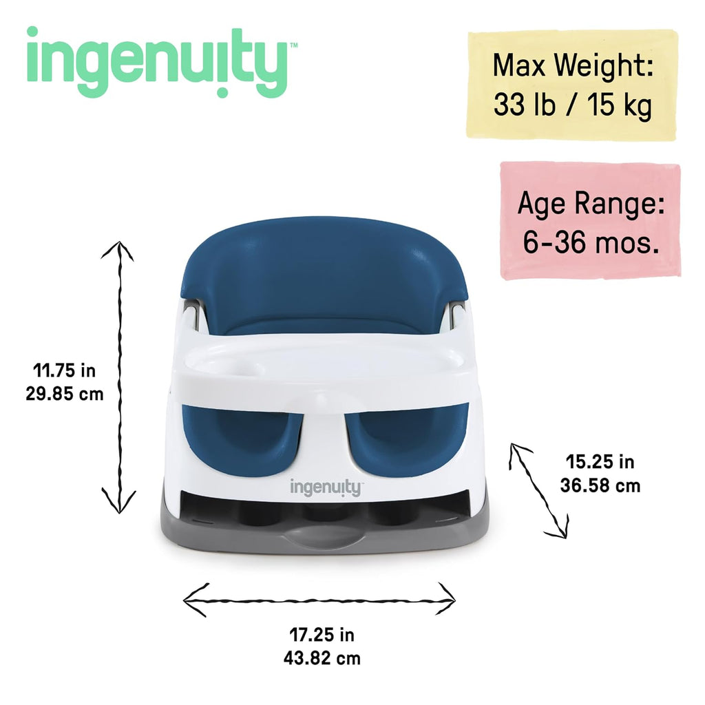 Baby Base 2-In-1 Booster Feeding and Floor Seat with Self-Storing Tray - Night Sky