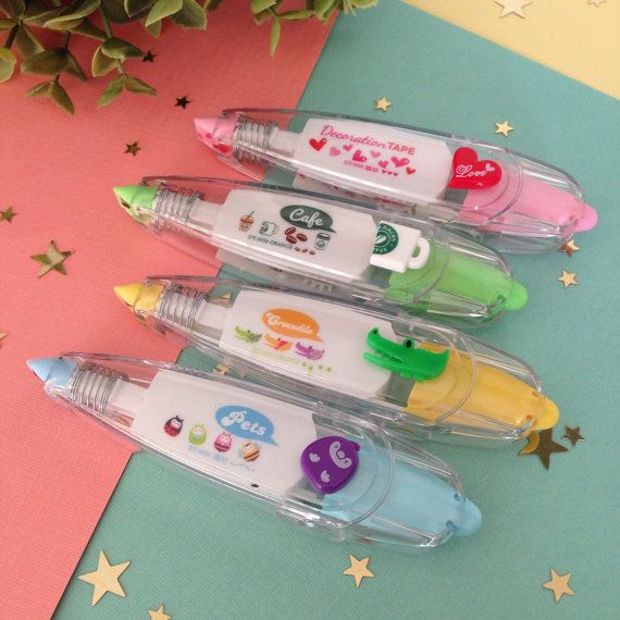 12 Pcs Pen Ribbon Decoration, Pen Decorative Printing Type Cute Animals DIY Creative Cartoon Correction Tape for Boy Girl Gift Classy Awards (12 Themes)