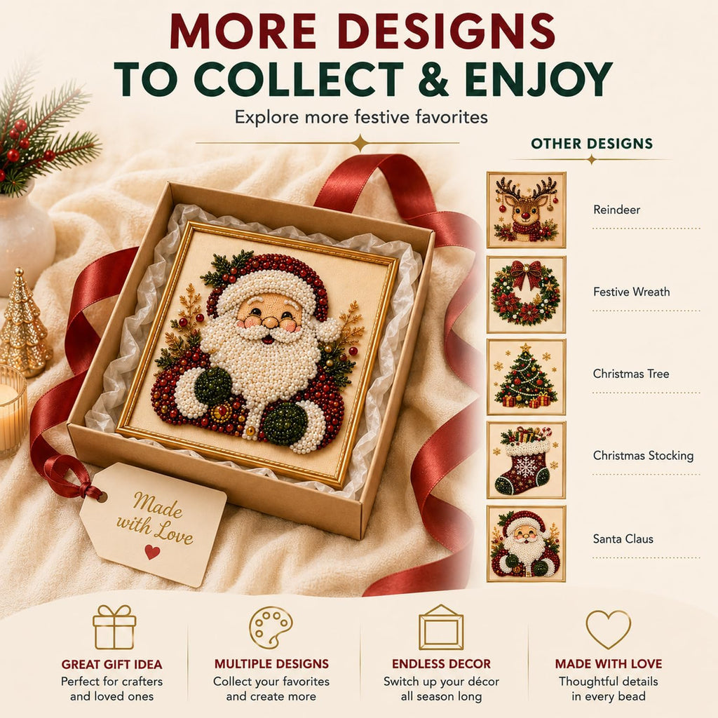 Christmas Diamond Painting Kit, DIY Santa Pearl Art for Adults (Santa)