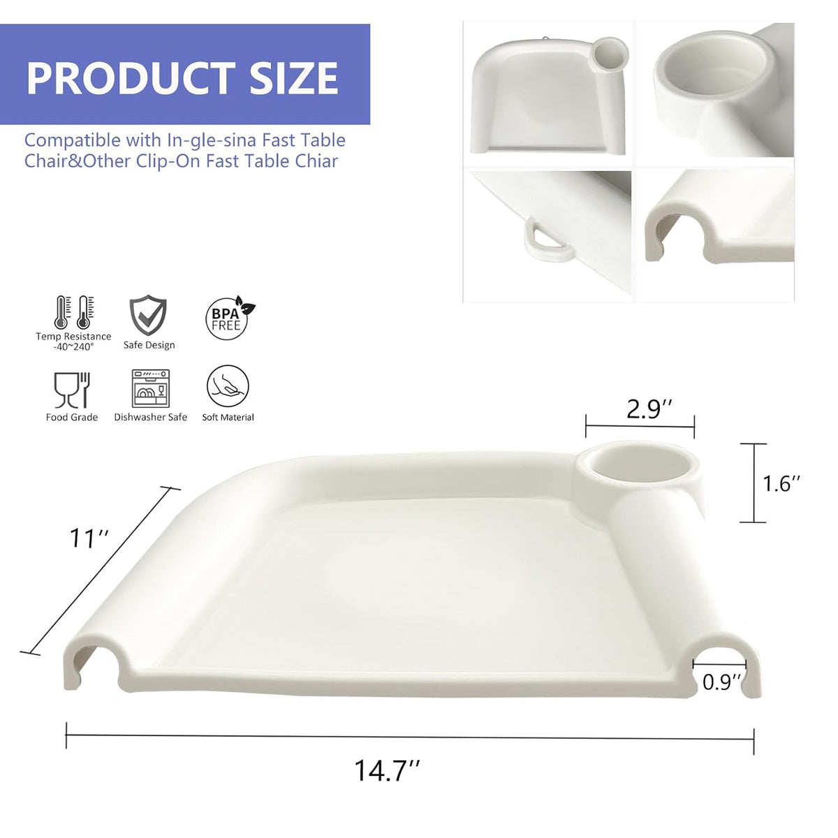 Silicone Baby Dining Tray Compatible with Inglesina Fast Table Chair