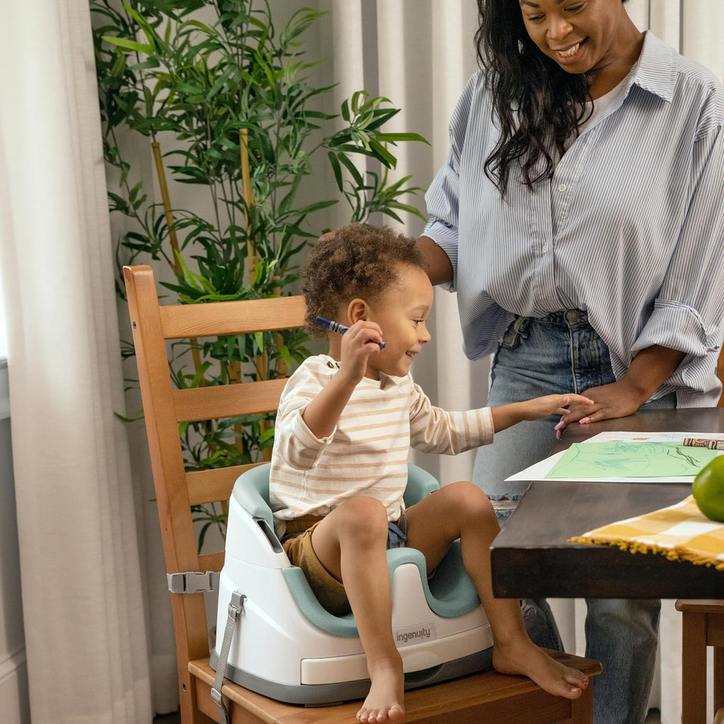 Baby Base 2-In-1 Booster Feeding & Floor Seat, Self-Storing Tray
