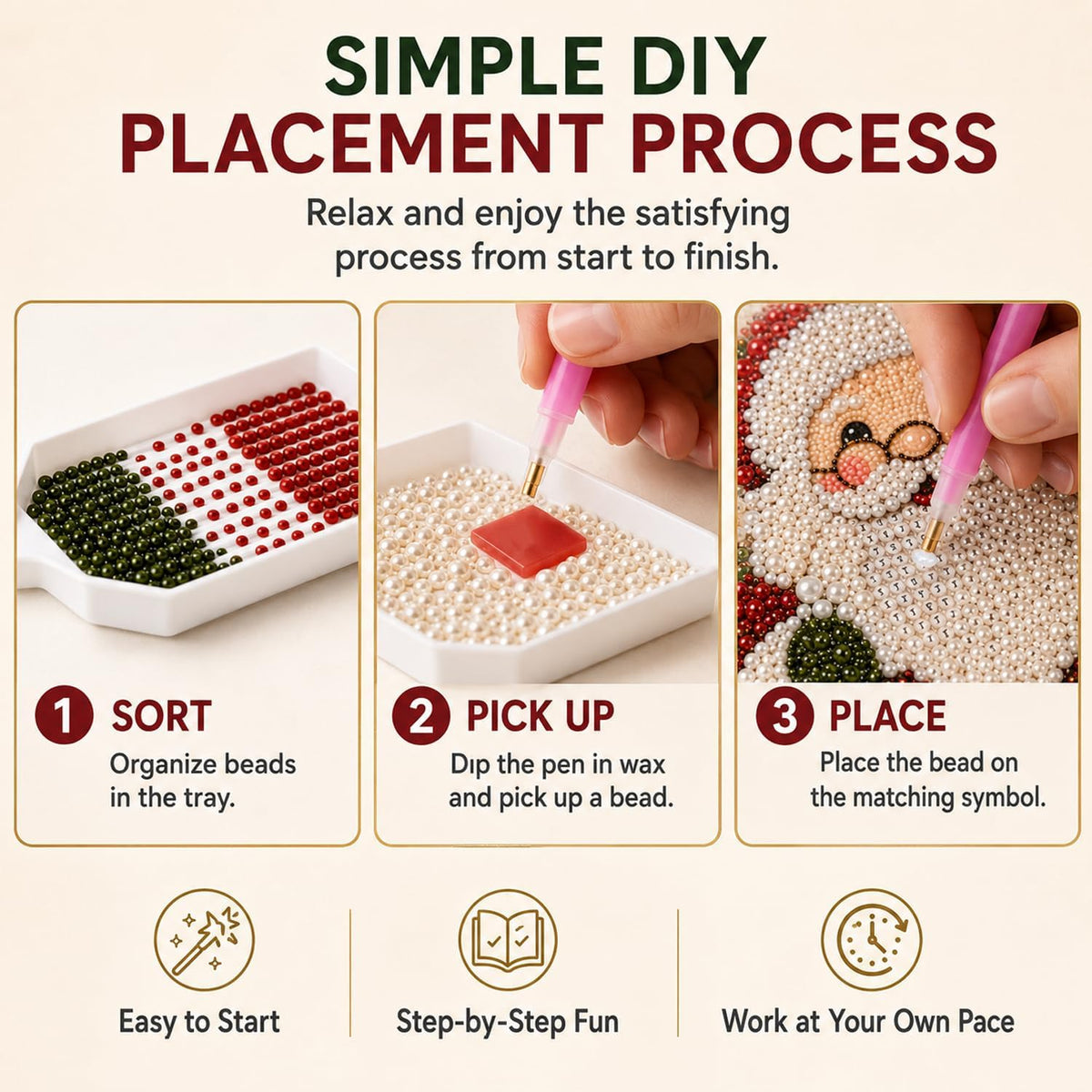 Christmas Diamond Painting Kit, DIY Santa Pearl Art for Adults (Santa)