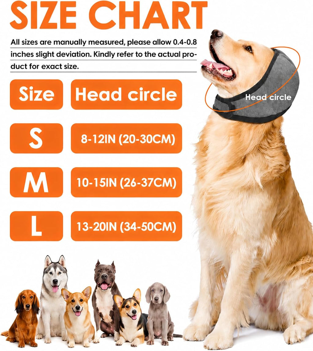 Upgraded Dog Ear Muffs for Noise Protection, Dog Ear Covers for Anxiety, Hematoma & Grooming, Premium 5-Layer Design (Grey, Large)