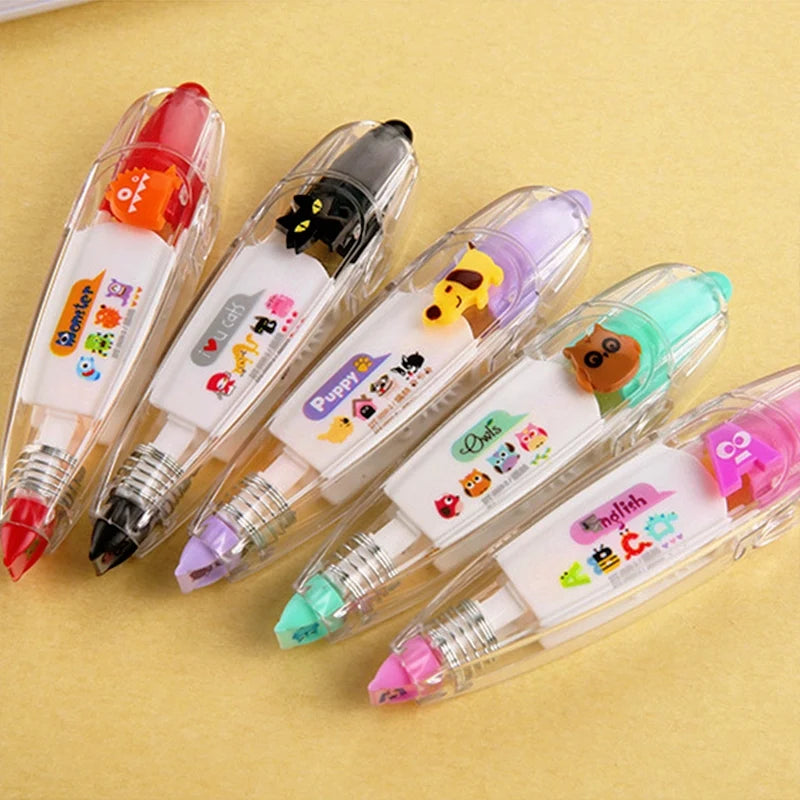 12 Pcs Pen Ribbon Decoration, Pen Decorative Printing Type Cute Animals DIY Creative Cartoon Correction Tape for Boy Girl Gift Classy Awards (12 Themes)