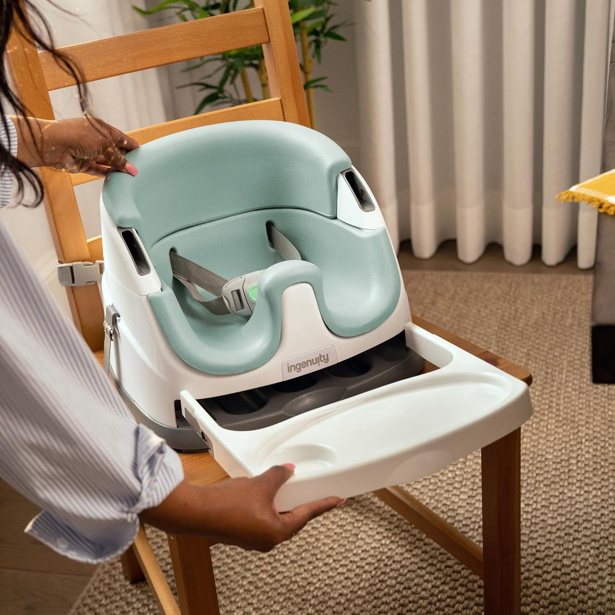 Baby Base 2-In-1 Booster Feeding & Floor Seat, Self-Storing Tray