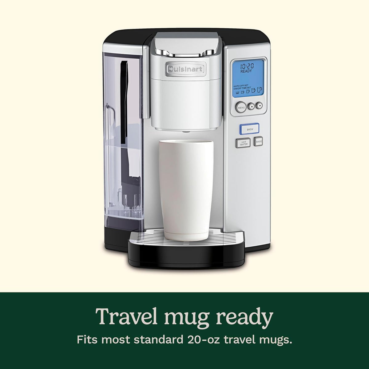 Coffee Maker, Single Serve 72-Ounce Reservoir Pod Coffee Machine, Programmable Brewing & Hot Water Dispenser, 5 Cup-Size Settings, Stainless Steel, SS-10P1, Silver