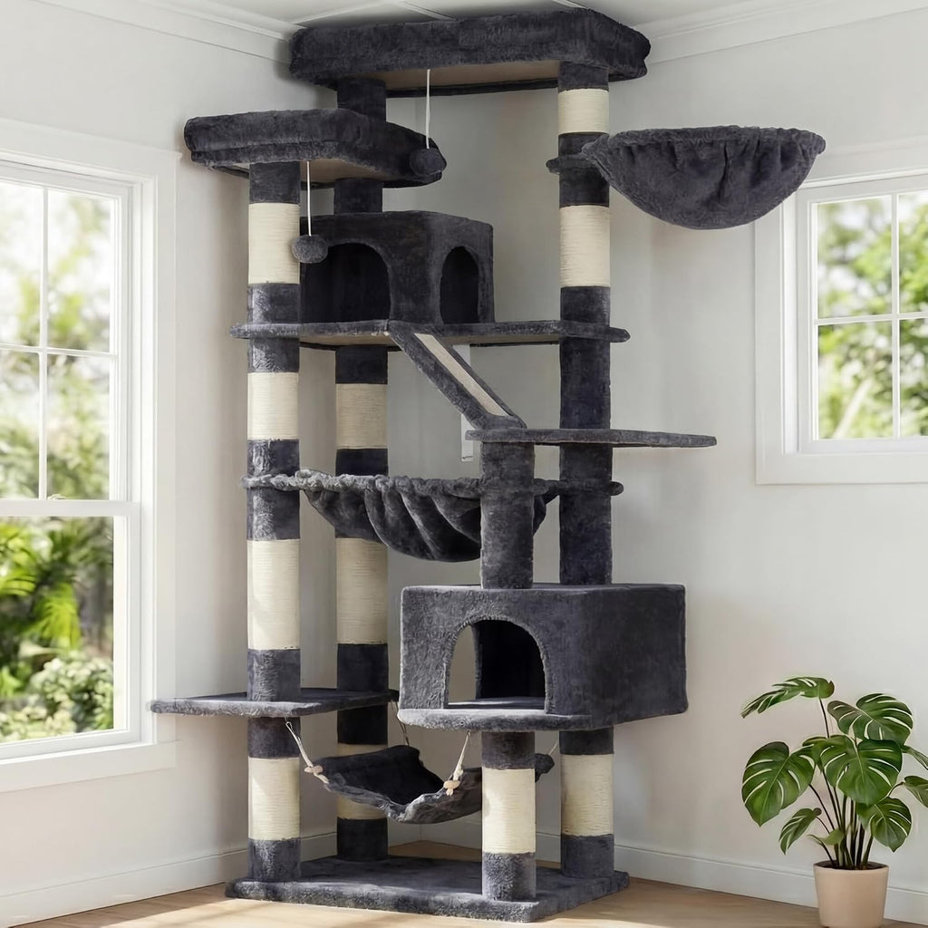 Cat Tree, 71-Inch-Tall Tower for Indoor Cats with 2 Perches HCT034G