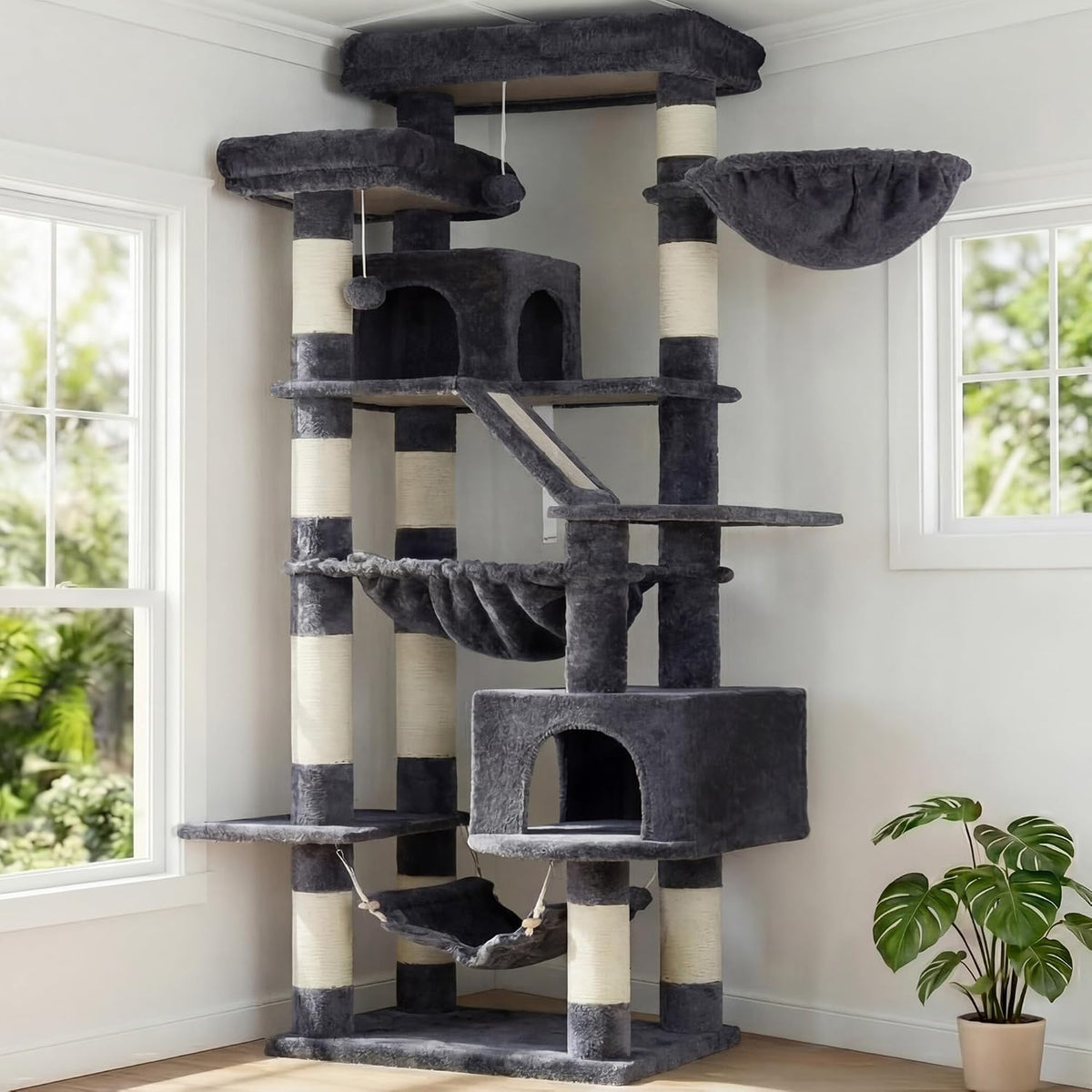 Cat Tree, 71-Inch-Tall Tower for Indoor Cats with 2 Perches HCT034G