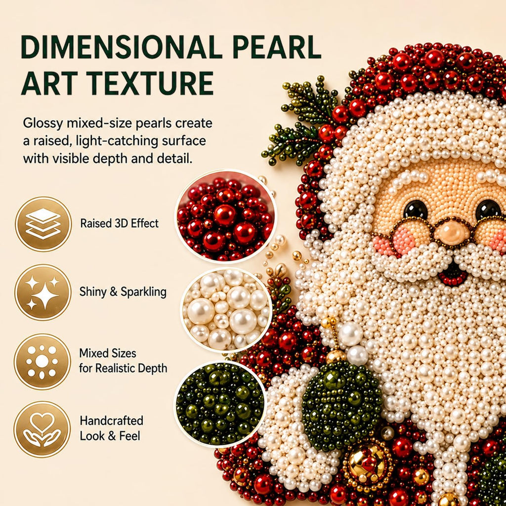 Christmas Diamond Painting Kit, DIY Santa Pearl Art for Adults (Santa)