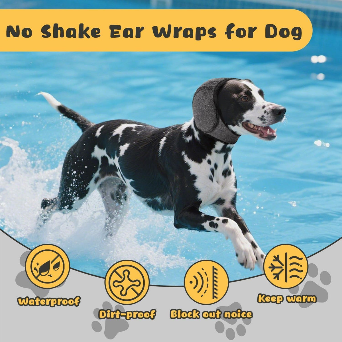 Dog Ear Cover, Dog Ear Muffs Noise Protection, Adjustable No Shake Ear Wrap Comfortable Quiet Dogs Calming Hood Blow Drying Headband Wraps (Grey, Small(Head Circle:10"-15"))